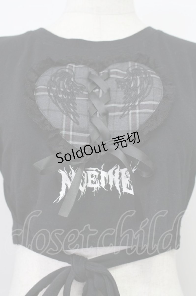 画像5: NOEMIE / ハートスピンドルクロップドTシャツ  黒Ｘ白 T-26-03-16-018-LO-AC-SA-ZT (5)