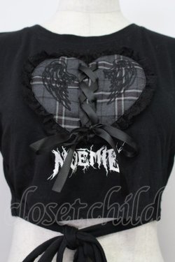 画像5: NOEMIE / ハートスピンドルクロップドTシャツ  黒Ｘ白 T-26-03-16-018-LO-AC-SA-ZT