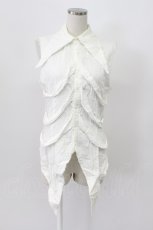 画像1: BPN FOR MEN / 肋骨風ノースリーブガーゼシャツ M ホワイト T-26-03-16-003-GO-BL-SA-ZT (1)