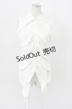 画像1: BPN FOR MEN / 肋骨風ノースリーブガーゼシャツ M ホワイト T-26-03-16-003-GO-BL-SA-ZT