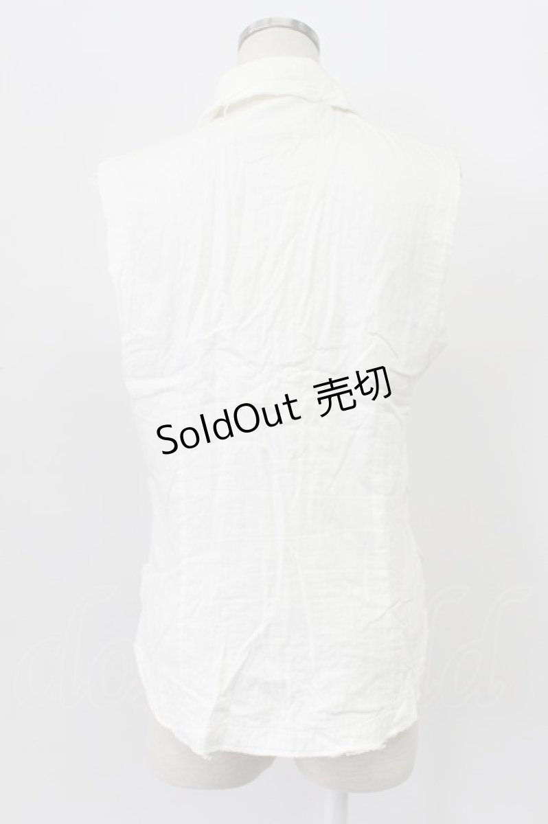 画像2: BPN FOR MEN / 肋骨風ノースリーブガーゼシャツ M ホワイト T-26-03-16-003-GO-BL-SA-ZT (2)