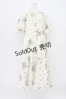 画像1: KANEKO ISAO / すみれブーケ柄ワンピース  アイボリー T-26-03-16-022-EL-OP-OW-ZT