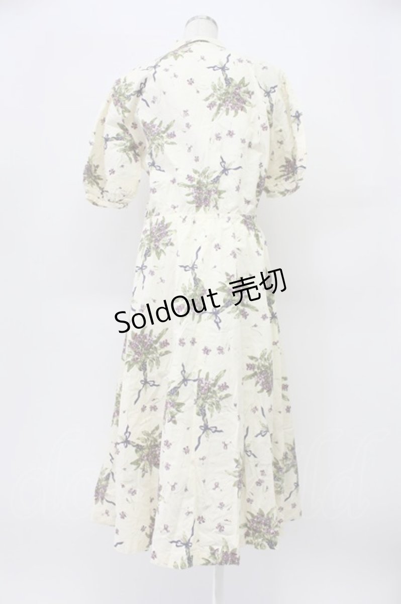 画像2: KANEKO ISAO / すみれブーケ柄ワンピース  アイボリー T-26-03-16-022-EL-OP-OW-ZT (2)