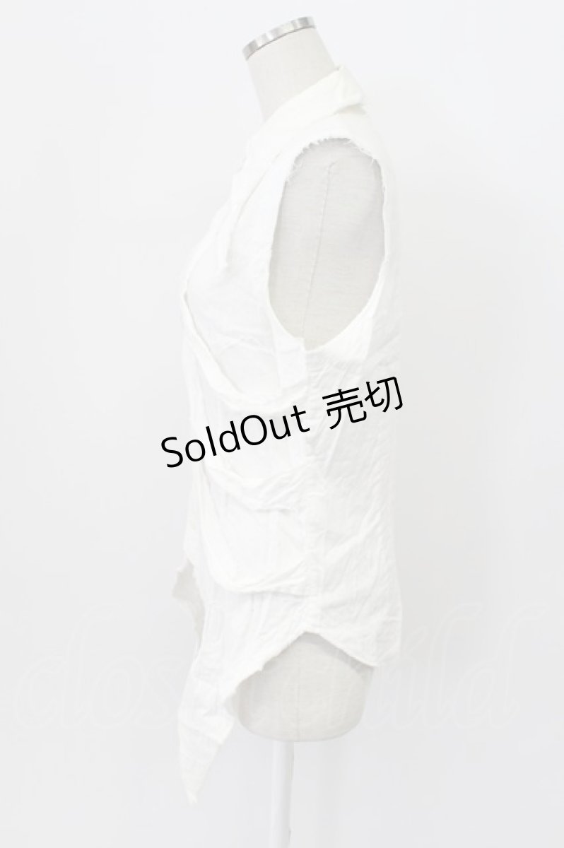 画像3: BPN FOR MEN / 肋骨風ノースリーブガーゼシャツ M ホワイト T-26-03-16-003-GO-BL-SA-ZT (3)