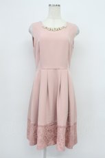 画像1: axes femme / パールラインノースリーブワンピース  ピンクＸ白 T-26-03-16-026-AX-OP-SA-ZT648 (1)