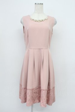 画像1: axes femme / パールラインノースリーブワンピース  ピンクＸ白 T-26-03-16-026-AX-OP-SA-ZT