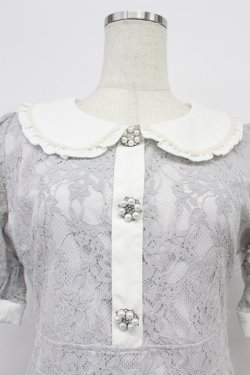 画像5: evelyn / パール襟レースワンピース  グレー T-26-03-16-029-LO-OP-SA-ZT