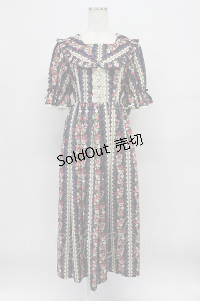 画像1: axes femme kawaii / ローズベリーガーデンワンピース M ネイビー T-26-03-16-031-AX-OP-SA-ZH (1)