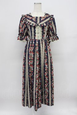 画像1: axes femme kawaii / ローズベリーガーデンワンピース M ネイビー T-26-03-16-031-AX-OP-SA-ZT