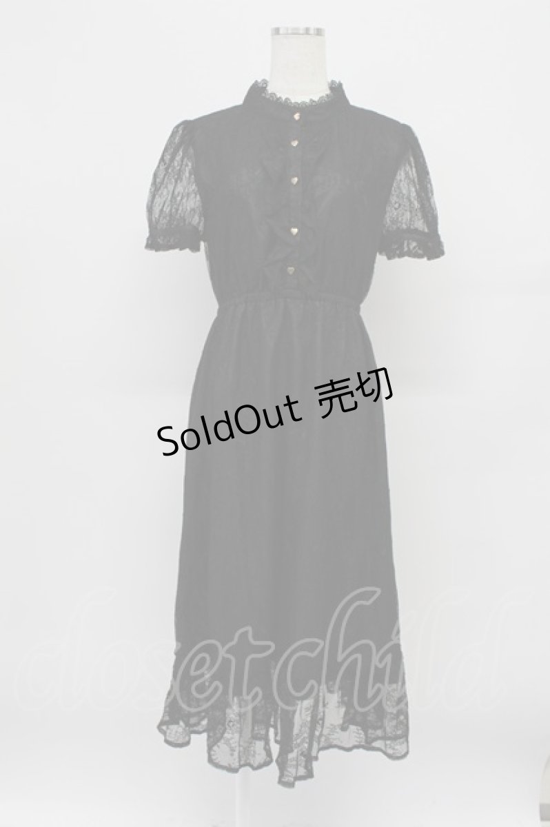 画像1: evelyn / ハートボタンレースワンピース  黒 T-26-03-16-033-LO-OP-SA-ZT (1)