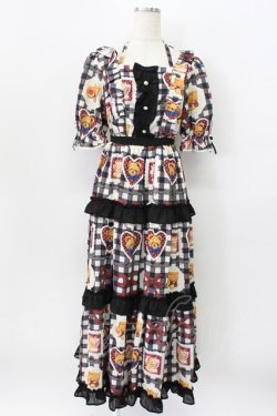 画像1: axes femme kawaii / ベアズベーカリー柄ロングワンピース M ブラック T-26-03-16-036-AX-OP-SA-ZT