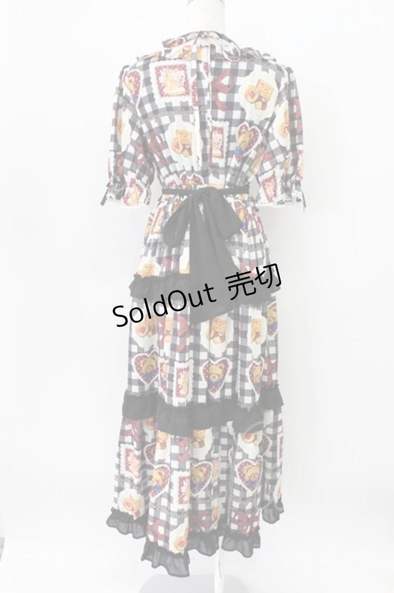 画像2: axes femme kawaii / ベアズベーカリー柄ロングワンピース M ブラック T-26-03-16-036-AX-OP-SA-ZH (2)