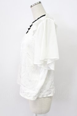 画像3: axes femme / ジャカードチャイナブラウス  白Ｘ黒 T-26-03-16-001-AX-BL-SA-ZT