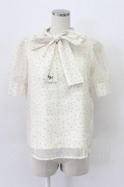 画像1: An MILLE / ドット半袖ボウタイブラウス  アイボリー T-26-03-16-006-EL-BL-SA-ZT