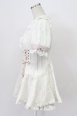 画像3: LIZ LISA / 半袖メッセージリボンツイードセットアップ  白Ｘピンク T-26-03-16-010-LO-OP-SA-ZT647 (3)