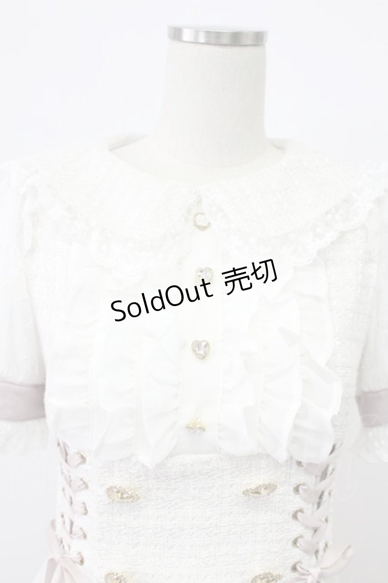 画像8: LIZ LISA / 半袖メッセージリボンツイードセットアップ  白Ｘピンク T-26-03-16-010-LO-OP-SA-ZT647 (8)