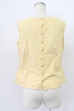 画像2: INGEBORG / ギンガム後ろボタンノースリーブブラウス  イエロー T-26-03-16-011-LO-BL-SA-ZT