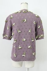 画像2: KANEKO ISAO / モチーフ付き半袖カーディガン  ラベンダー T-26-03-16-012-EL-TO-OW-ZT (2)