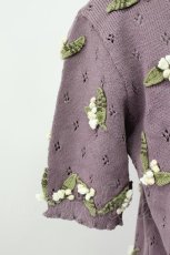 画像3: KANEKO ISAO / モチーフ付き半袖カーディガン  ラベンダー T-26-03-16-012-EL-TO-OW-ZT (3)