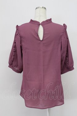 画像2: axes femme / ローズ刺繍プチフリルブラウス M 濃ピンク T-26-03-16-013-AX-BL-SA-ZT