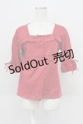 PINK HOUSE / スクウェアネックフリルTシャツ L レッド T-26-03-16-014-LO-TS-SA-ZT