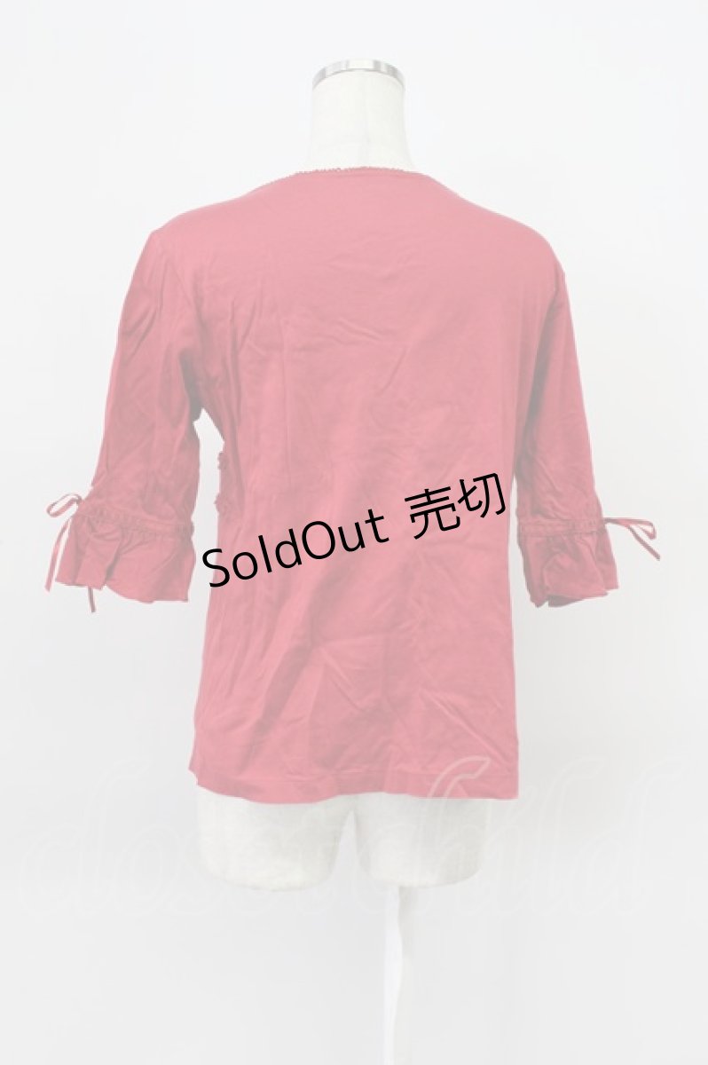 画像2: PINK HOUSE / スクウェアネックフリルTシャツ L レッド T-26-03-16-014-LO-TS-SA-ZT (2)