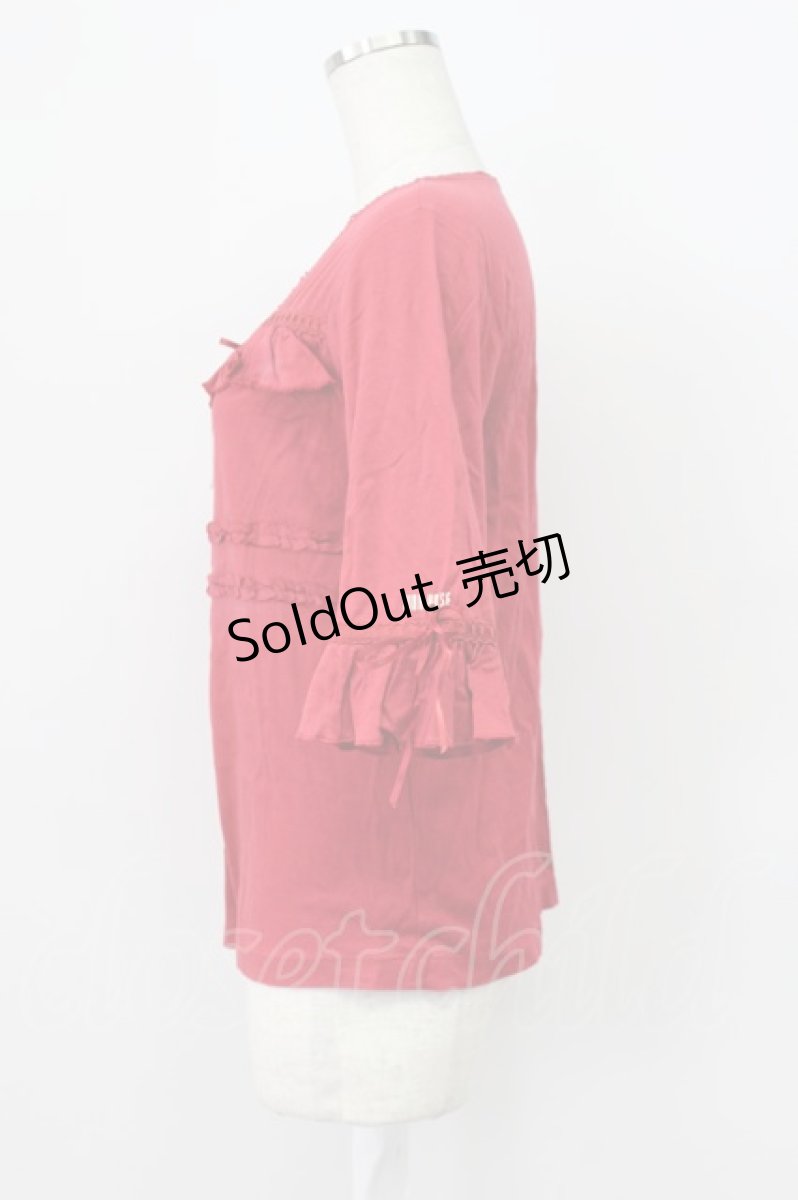 画像3: PINK HOUSE / スクウェアネックフリルTシャツ L レッド T-26-03-16-014-LO-TS-SA-ZT (3)