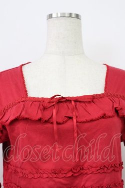 画像5: PINK HOUSE / スクウェアネックフリルTシャツ L レッド T-26-03-16-014-LO-TS-SA-ZT