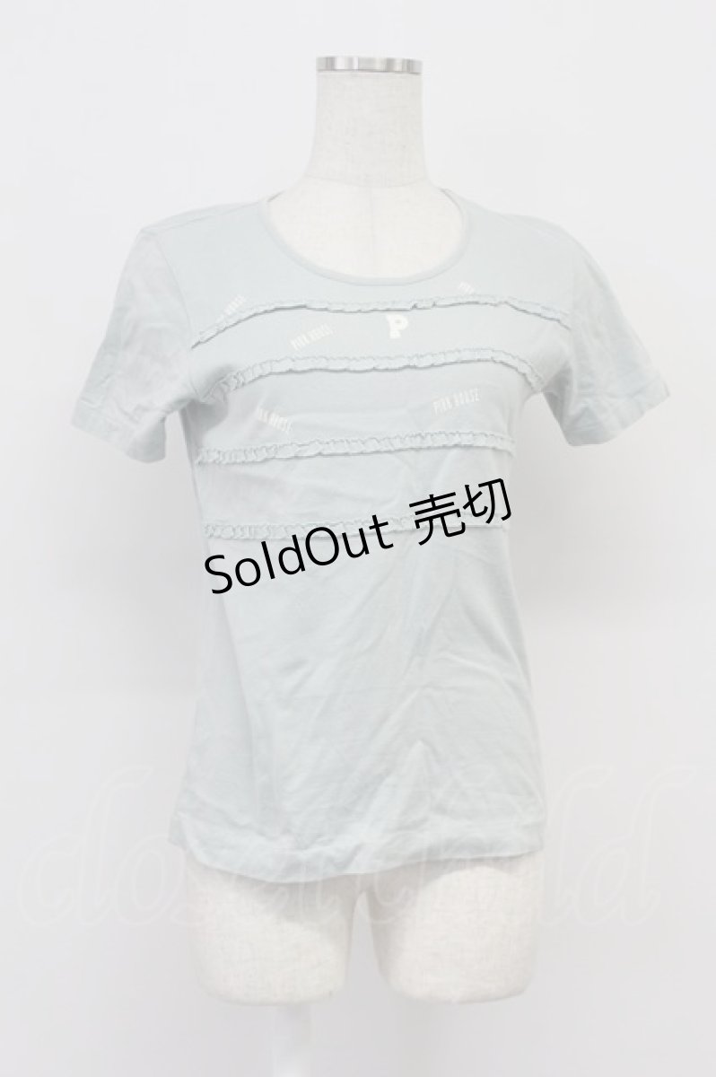 画像1: PINK HOUSE / ロゴpt&フリルTシャツ M ミント T-26-03-16-015-LO-TS-SA-ZT647 (1)
