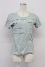 画像1: PINK HOUSE / ロゴpt&フリルTシャツ M ミント T-26-03-16-015-LO-TS-SA-ZT647 (1)