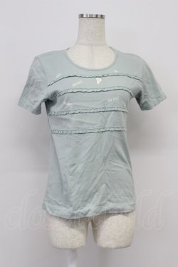 画像1: PINK HOUSE / ロゴpt&フリルTシャツ M ミント T-26-03-16-015-LO-TS-SA-ZT