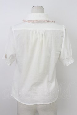 画像2: axes femme POETIQUE / はしごリボン襟半袖ブラウス  アイボリーＸピンク T-26-03-17-003-AX-BL-SA-ZT