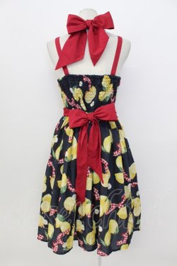 画像2: axes femme kawaii / ストライプレモン柄ジャンスカ  黒Ｘ赤Ｘ白Ｘ黄色 T-26-03-17-026-AX-OP-SA-ZT