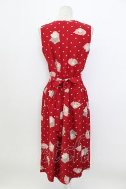 画像2: PINK HOUSE / ドット&包装紙プリントノースリーブワンピース  赤Ｘ白 T-26-03-17-027-LO-OP-SA-ZT