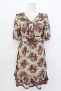 axes femme / 薔薇ブーケプリントウエストベルトデザインワンピース  ベージュ T-26-03-17-029-AX-OP-SA-ZT