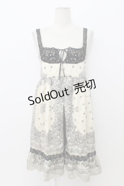 画像1: axes femme / ニットレースペイズリープリントチュニック  アイボリーＸ黒 T-26-03-17-035-AX-OP-SA-ZT