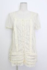 画像1: axes femme / 総レース半袖ブラウス M キナリ T-26-03-17-007-AX-BL-SA-ZT (1)