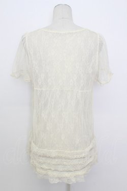 画像2: axes femme / 総レース半袖ブラウス M キナリ T-26-03-17-007-AX-BL-SA-ZT