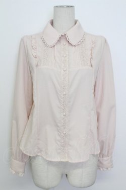 画像1: axes femme / レースフリルブラウス M ピンク T-26-03-17-008-AX-BL-SA-ZT
