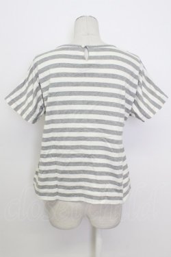 画像2: PINK HOUSE / ロゴボーダー半袖カットソー  グレーＸ白 T-26-03-17-009-LO-TO-SA-ZT