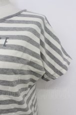 画像3: PINK HOUSE / ロゴボーダー半袖カットソー  グレーＸ白 T-26-03-17-009-LO-TO-SA-ZT650 (3)
