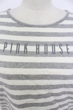 画像4: PINK HOUSE / ロゴボーダー半袖カットソー  グレーＸ白 T-26-03-17-009-LO-TO-SA-ZT