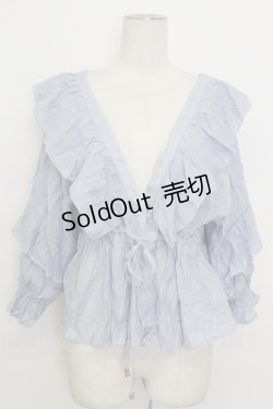 画像1: axes femme / ボリュームフリルカーデ M サックス T-26-03-17-012-AX-TO-SA-ZT