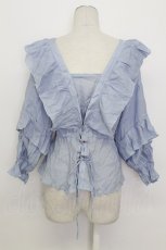 画像2: axes femme / ボリュームフリルカーデ M サックス T-26-03-17-012-AX-TO-SA-ZT (2)
