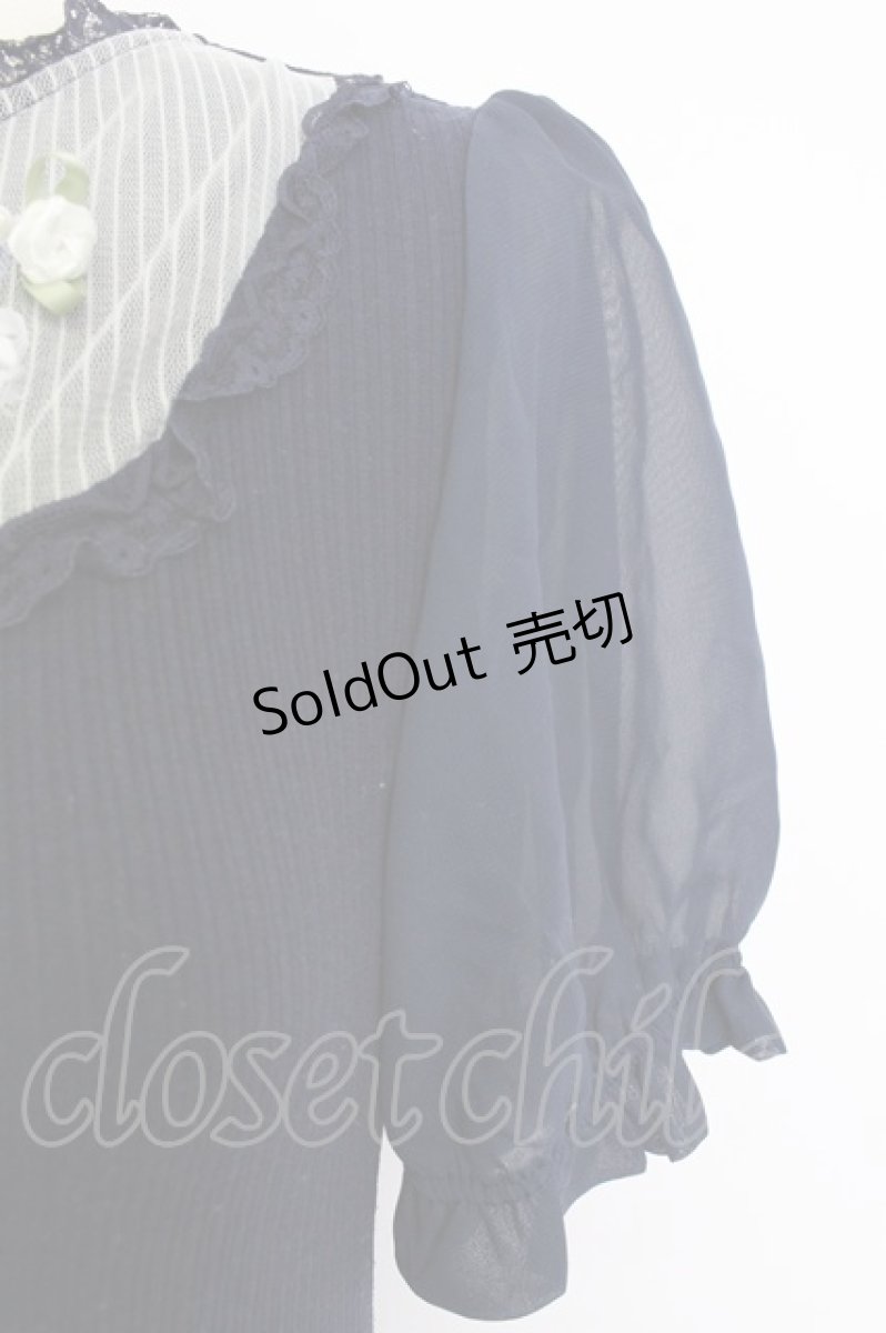 画像3: axes femme POETIQUE / ブーケリボン刺繍リブプルオーバー M ブルー T-26-03-17-014-AX-TO-SA-ZT (3)