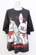 ACDC RAG / うさぎくまぬいぐるみTシャツ  黒Ｘ白Ｘ赤 T-26-03-17-022-PU-TO-SA-ZT