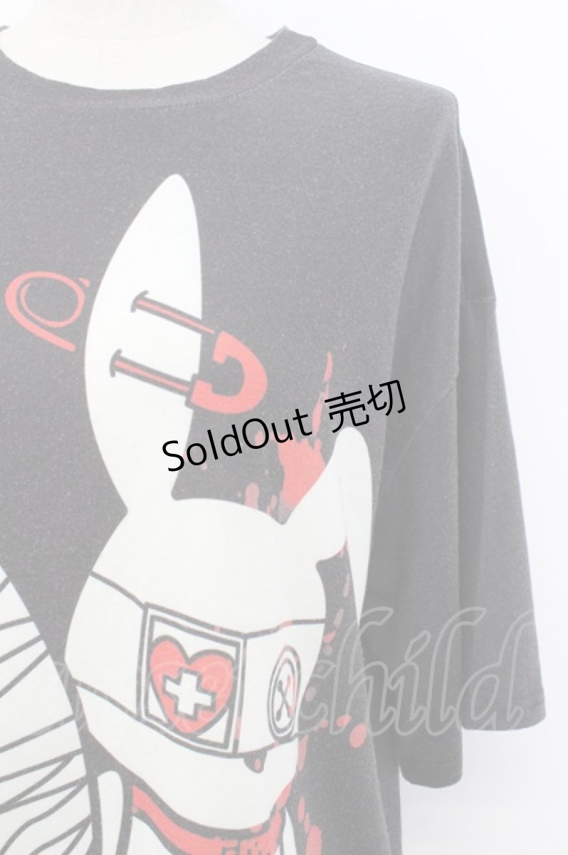 画像3: ACDC RAG / うさぎくまぬいぐるみTシャツ  黒Ｘ白Ｘ赤 T-26-03-17-022-PU-TO-SA-ZT650 (3)
