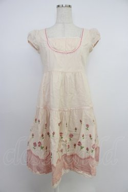 画像1: Emily Temple cute / ローズレースプリント半袖ワンピース  ピンク T-26-03-21-026-ET-OP-SA-ZT