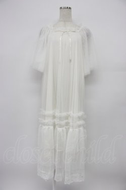 画像1: axes femme / フレアスリーブチュールワンピース  ホワイト T-26-03-21-030-AX-OP-SA-ZT