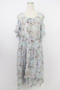 axes femme / 花柄肩あきワンピース M サックス T-26-03-21-031-AX-OP-SA-ZT